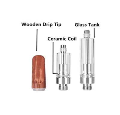 Tip diferu pren Cetris CBD Ail -lenwi Arian, 510 o atomizer Prawf Gollyngiad Edau Sgriw gyda coil cerameg 1.2OHM ar gyfer mod blwch batri a beiro vape olew cbd/olew trwchus (tafladwy, 1.0ml, dim nicotin)